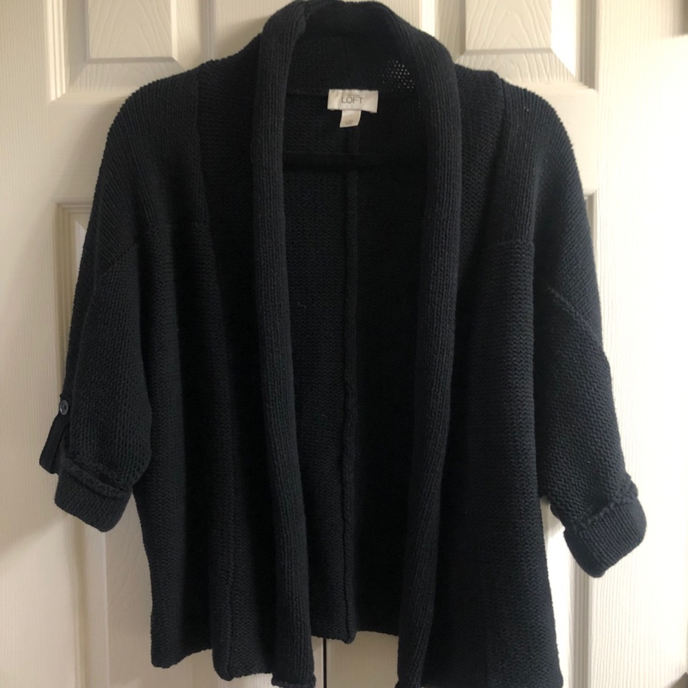 Ann Taylor LOFT black short sleeve cardigan